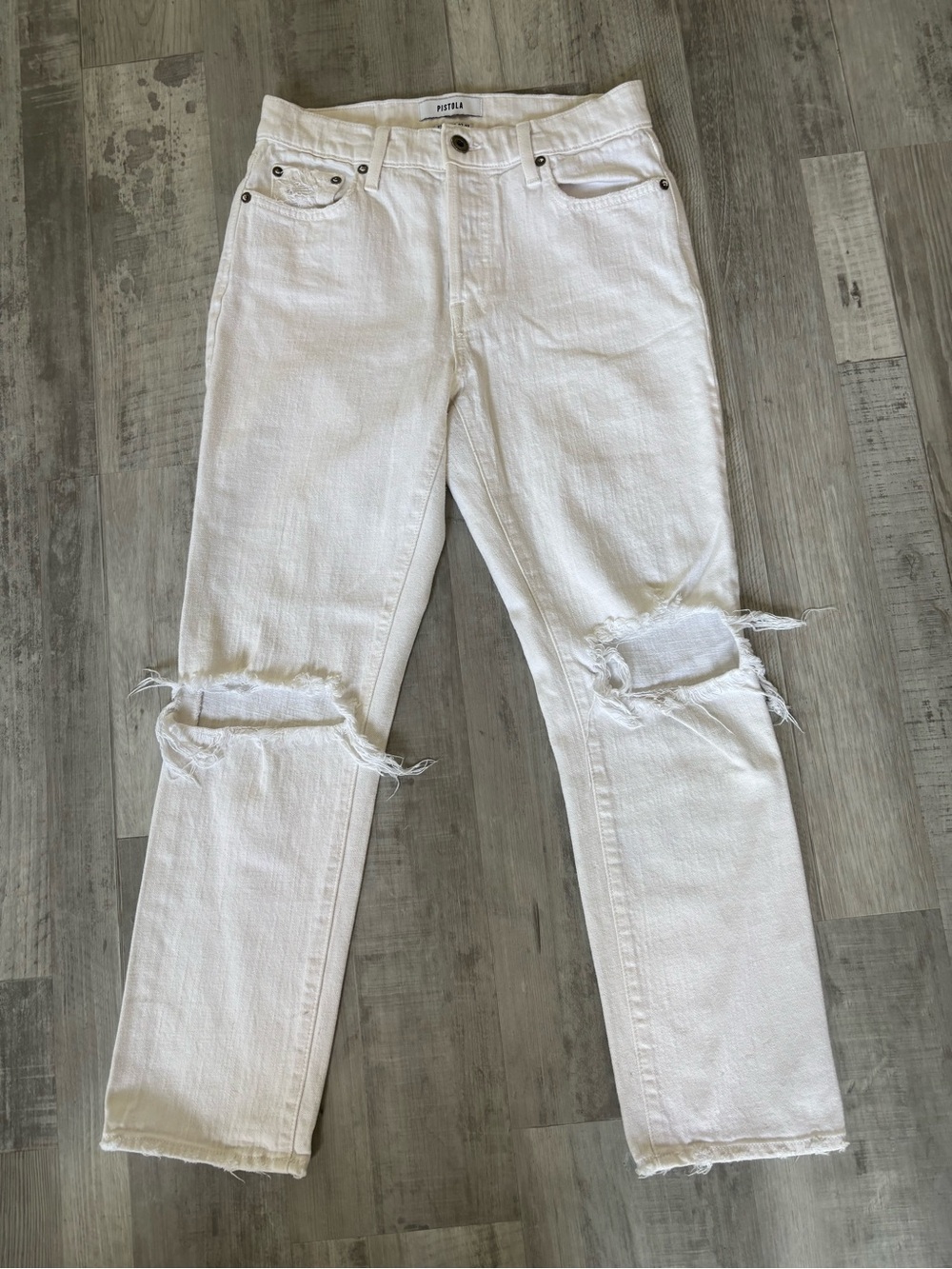 pistola White Distressed Boyfriend Jeans